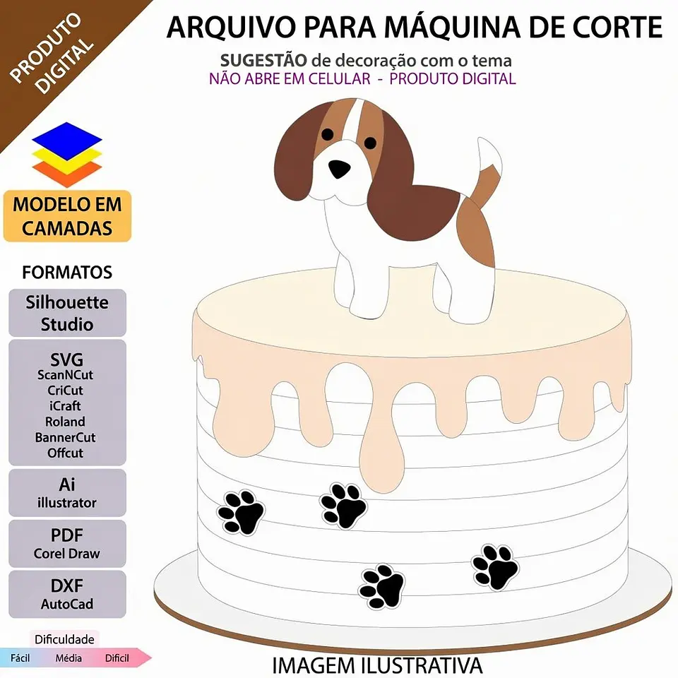 Arquivo de Corte Topo de Bolo Cachorrinho 1 1