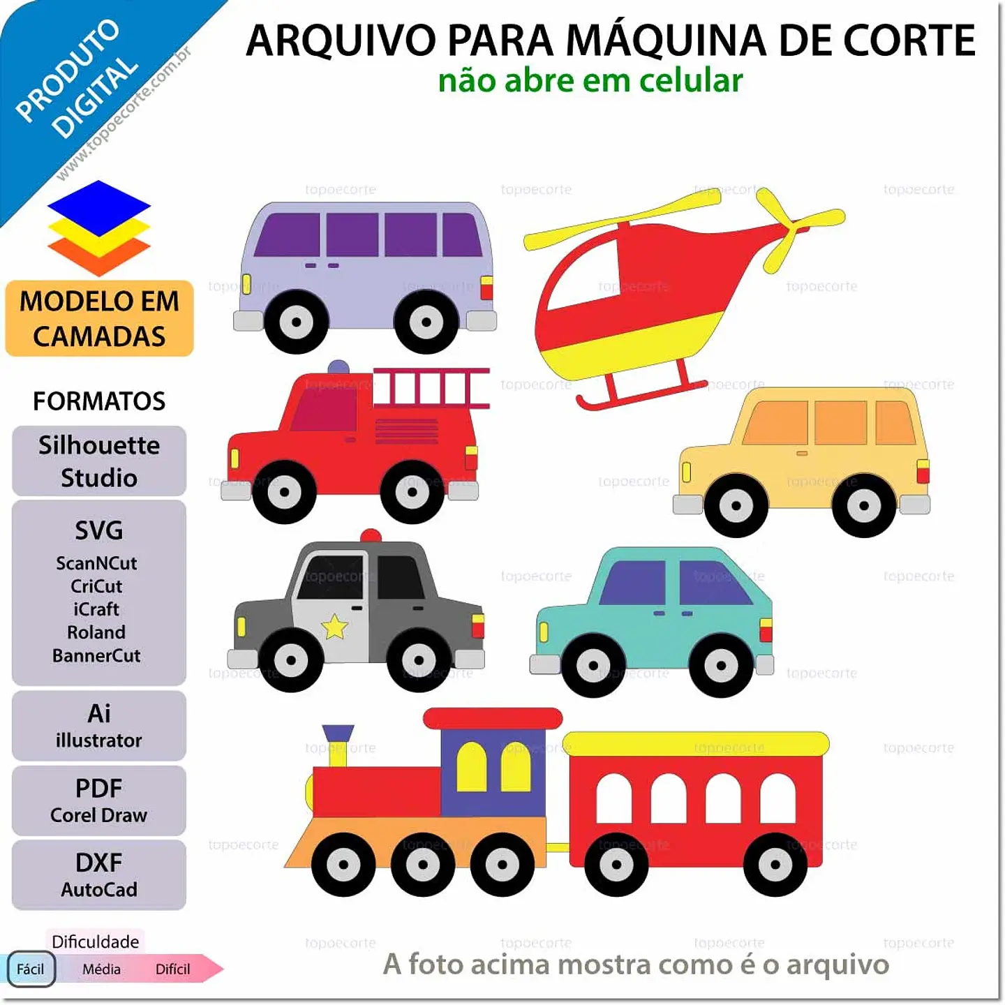 Arquivo de Corte Topo de Bolo Carro - Carrinhos 9 1