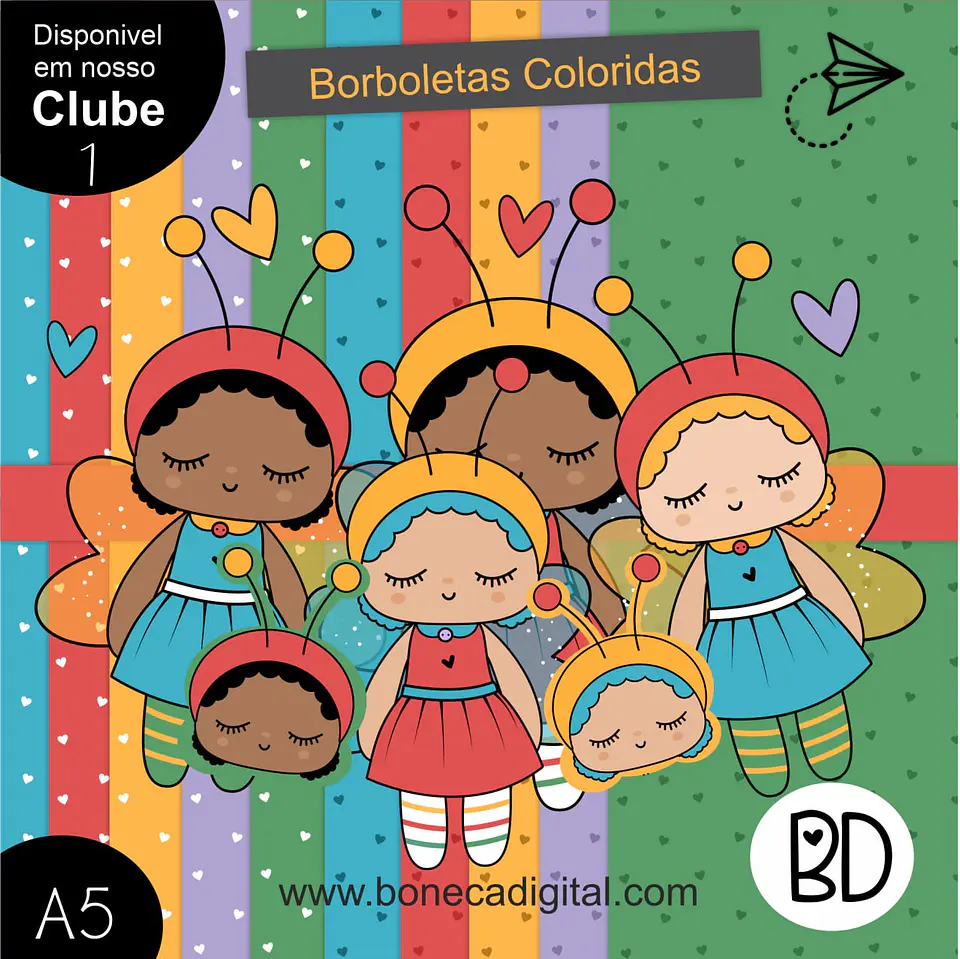 Kit Digital Borboletas Coloridas Metoo 22 1