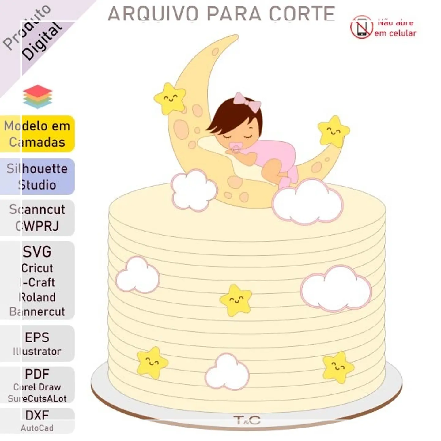 Arquivo de Corte Topo de Bolo Chá de Bebê 4 1