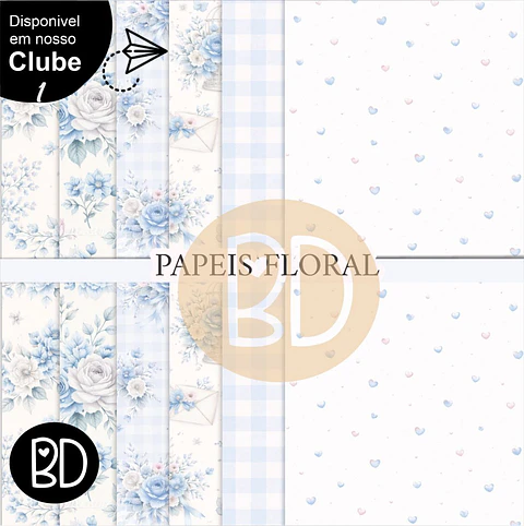 Kit Digital Floral Azul 43