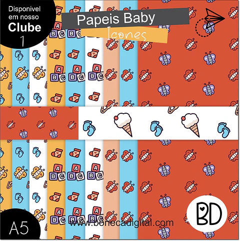 Kit Digital Baby Papéis 45