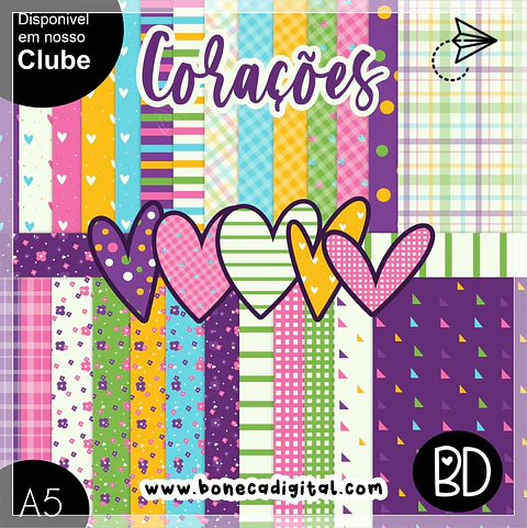 Kit Digital Corações Papeis e Cliparts 8