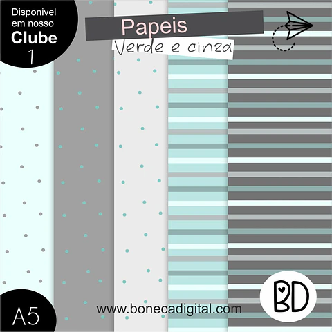 Kit Digital 25 Papeis Paleta Baby Azul 9