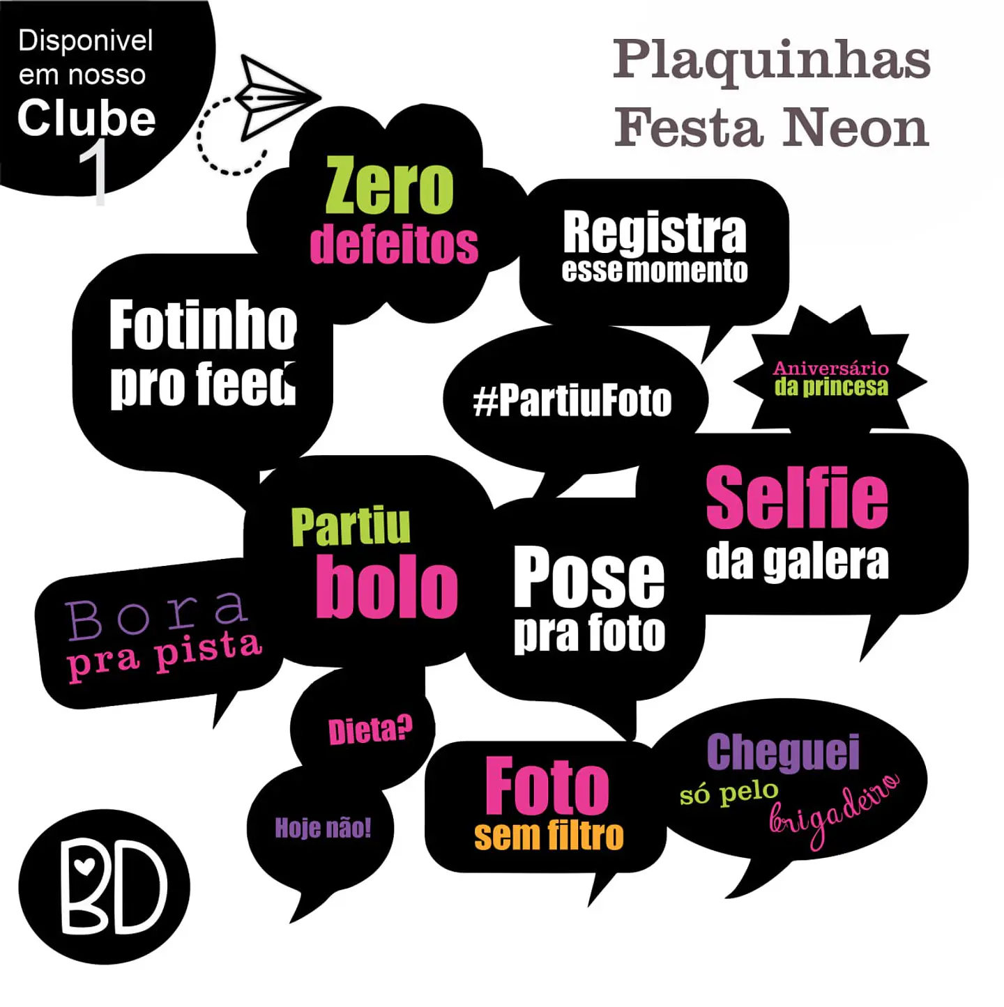 Kit Digital Plaquinhas Aniverdario Neon 23 1