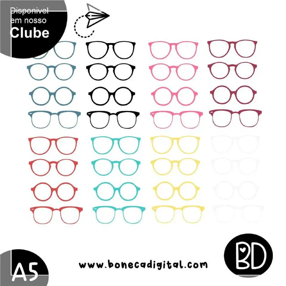 Kit Digital Papeis Digital Oculos Clube 8 1