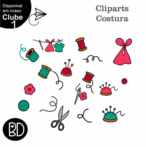 Kit Digital Costura Cliparts 13