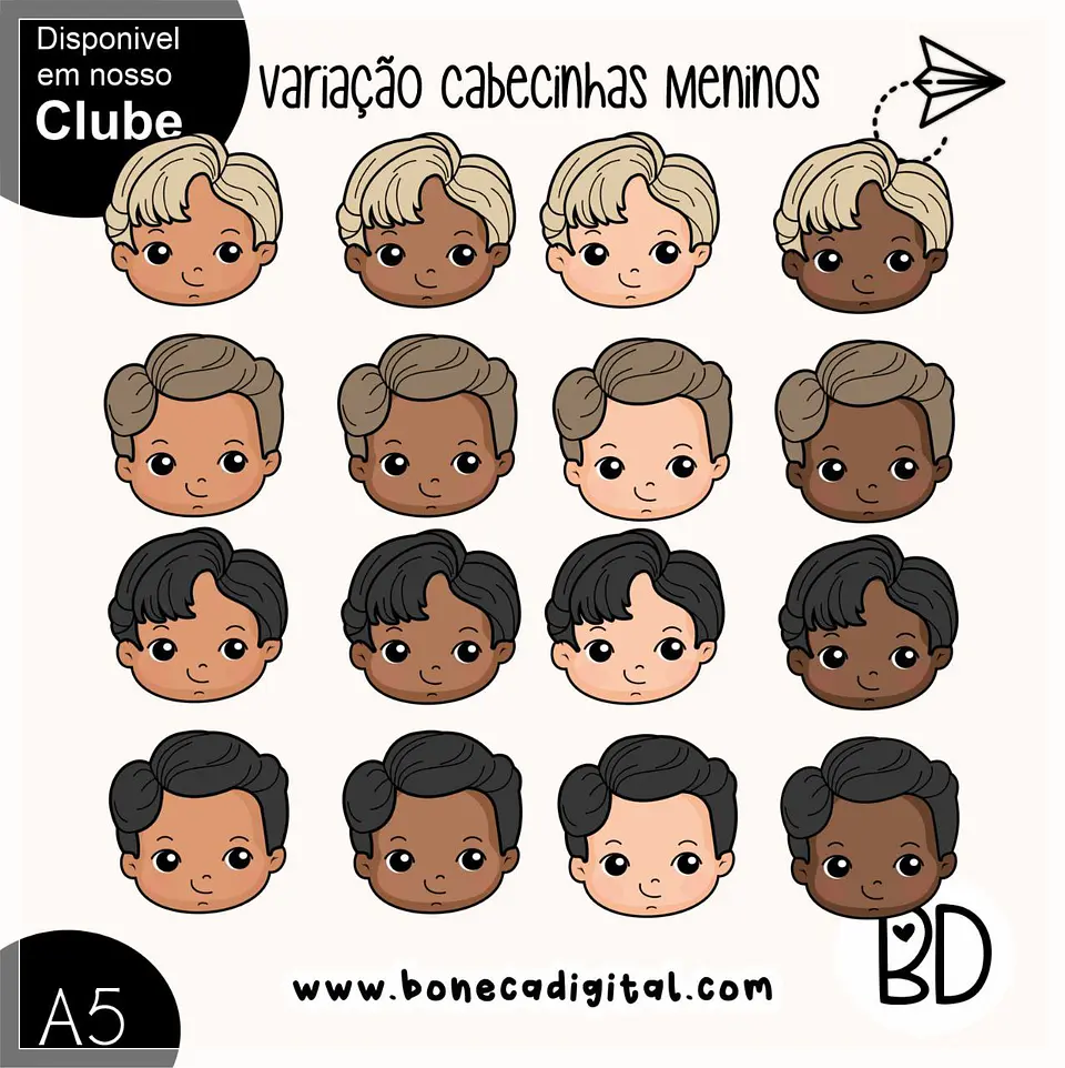 Kit Digital Variação Cabeças Meninos 14 1