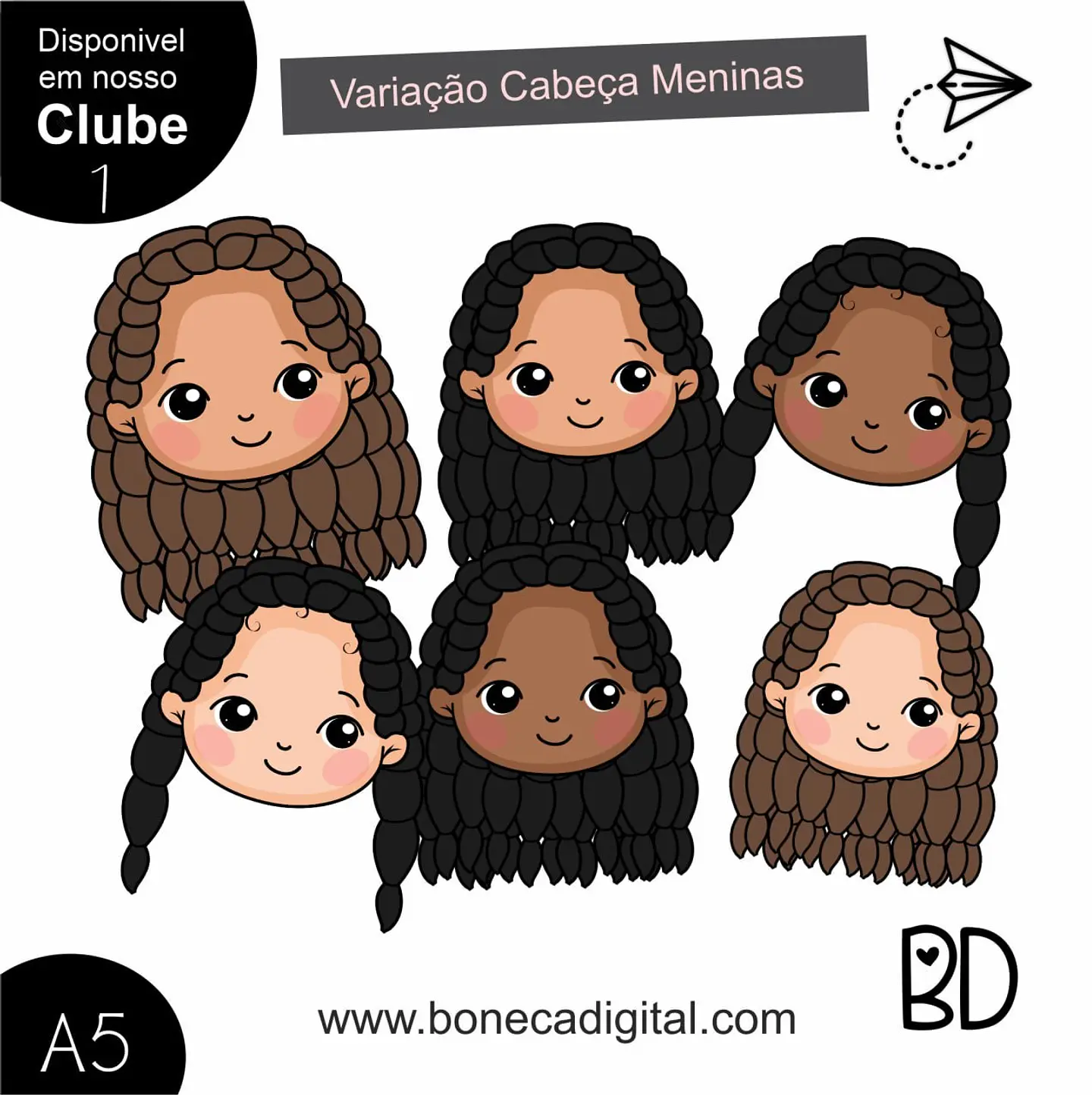 Kit Digital Cabeças Meninas Variação 6 1