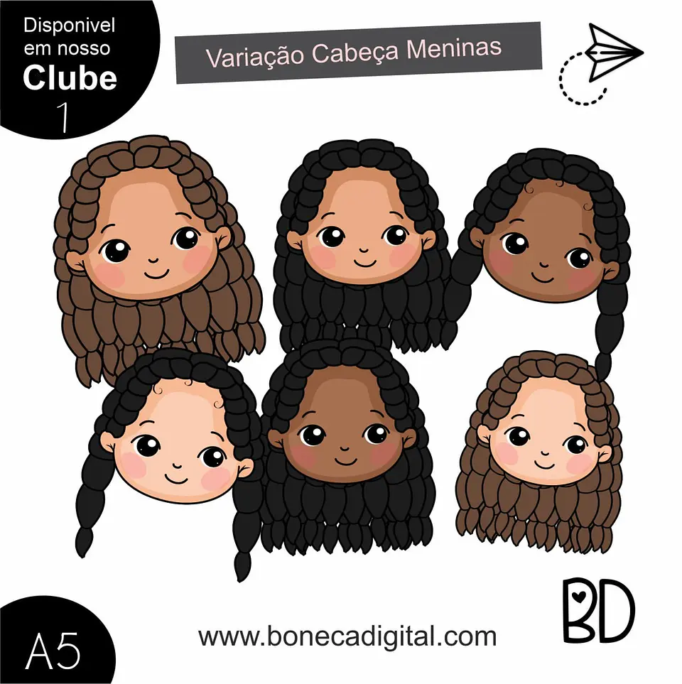 Kit Digital Cabeças Meninas Variação 6 1