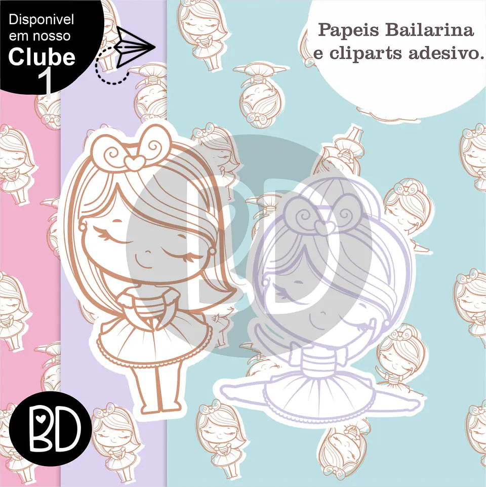 Kit Digital Papeis e Cliparts Bailarina 2 19 1