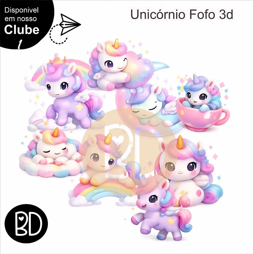 Kit Digital Unicornio Fofo 46 1