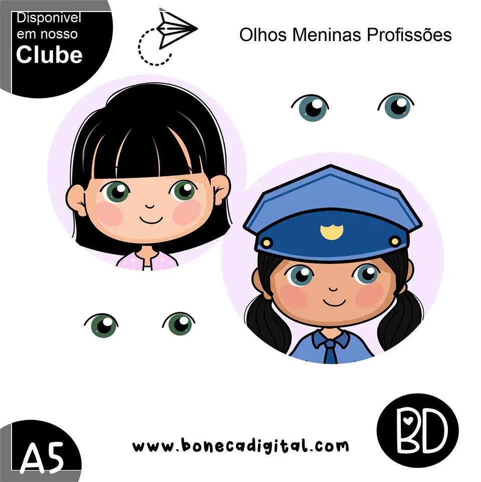 Kit Digital Papeis Digital Olhos Profissão Meninas 9 1