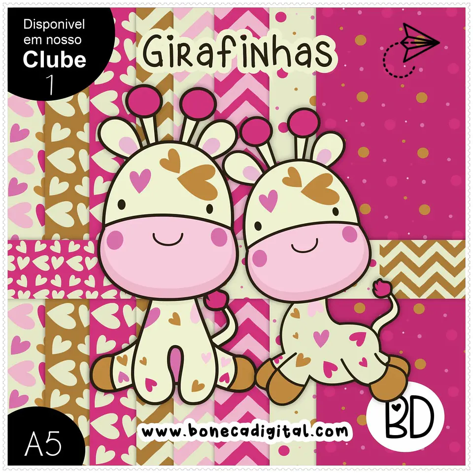 Kit Digital Girafinha Rosa 33 1