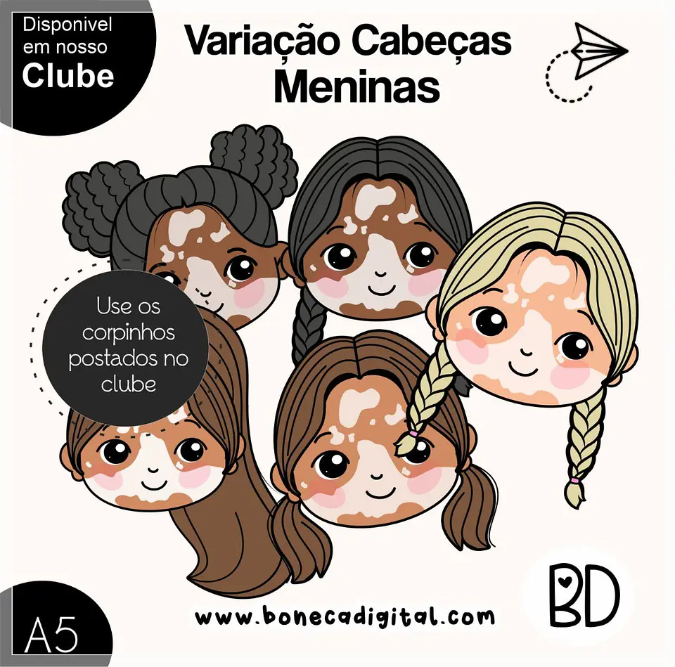 Kit Digital Variação Cabeças Vitiligo Meninas 13 1