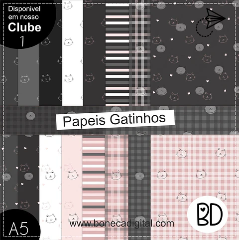 Kit Digital Gatinhos Papeis 29