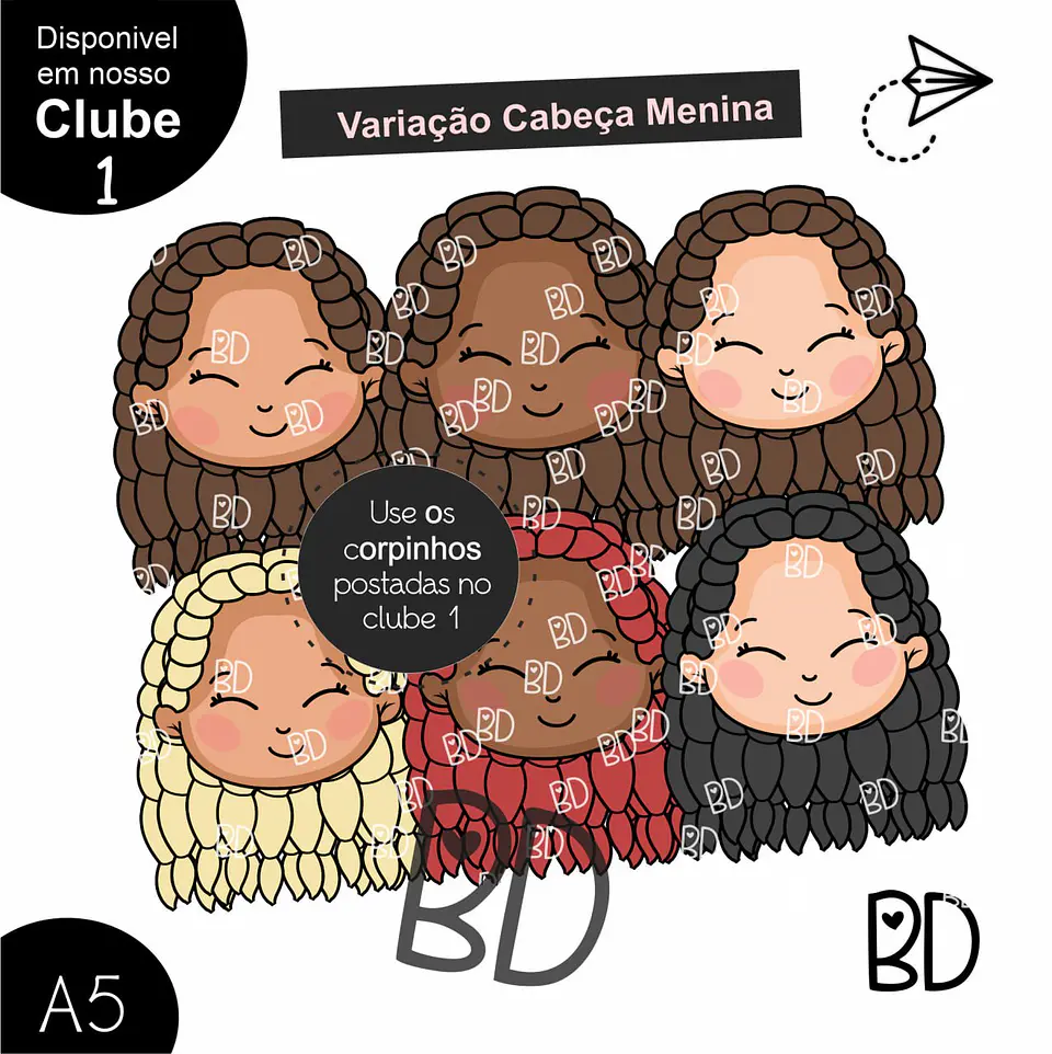 Kit Digital Cabeças Meninas Variação B 7 1