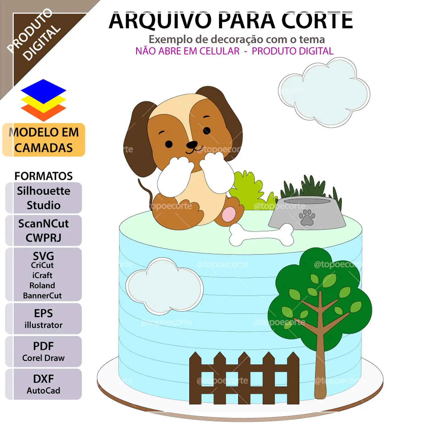 Arquivo de Corte Topo de Bolo Cachorrinho 7 1