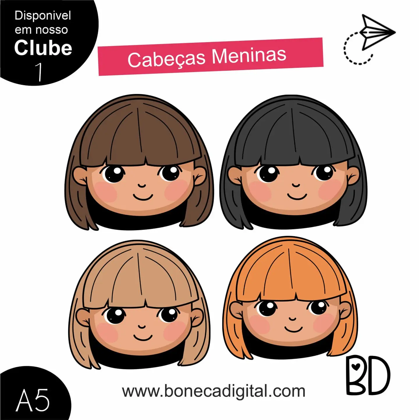 Kit Digital Cabeças Meninas 5 1