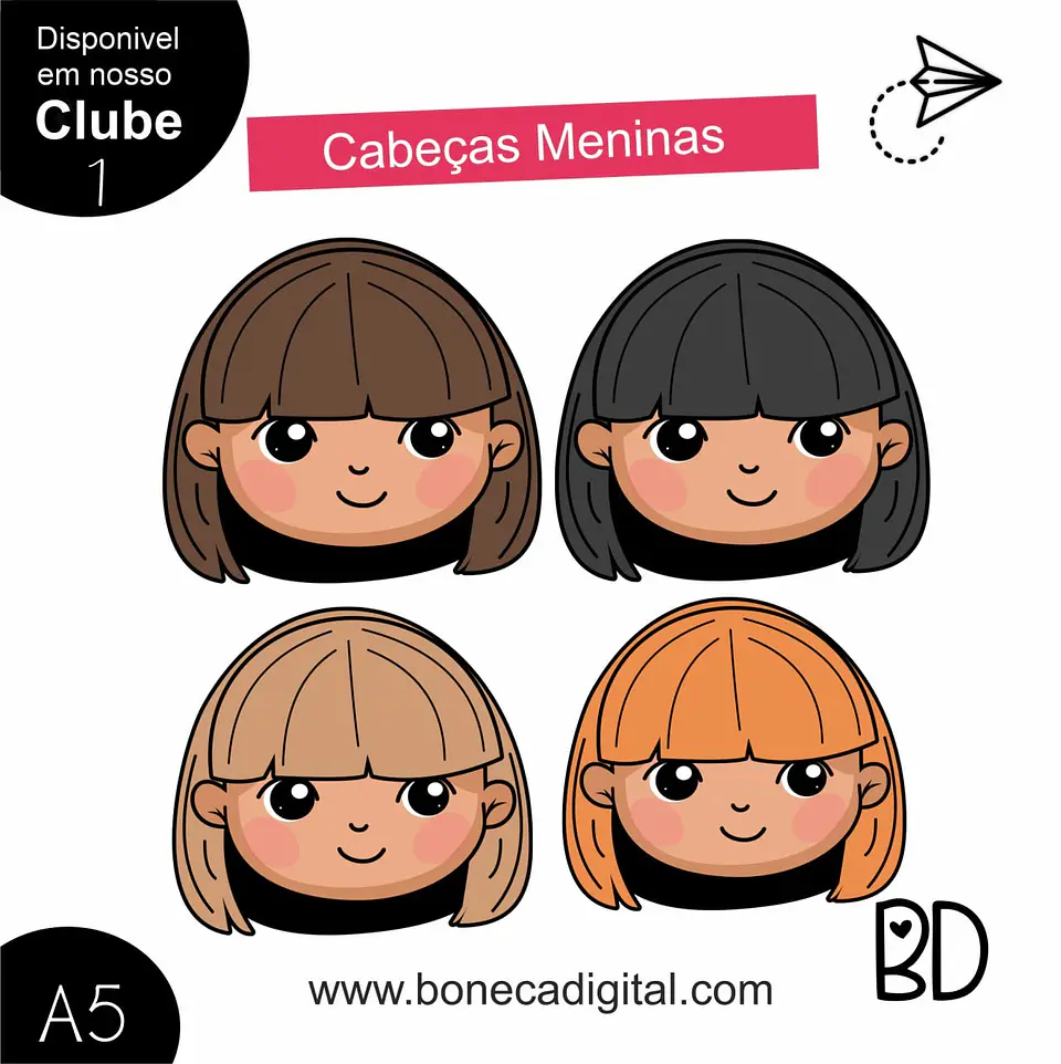 Kit Digital Cabeças Meninas 5 1