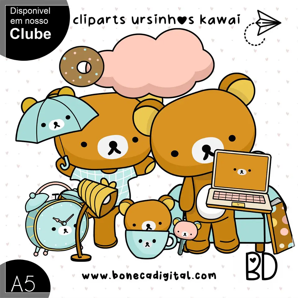 Kit Digital Ursinhos Kawai 25 1