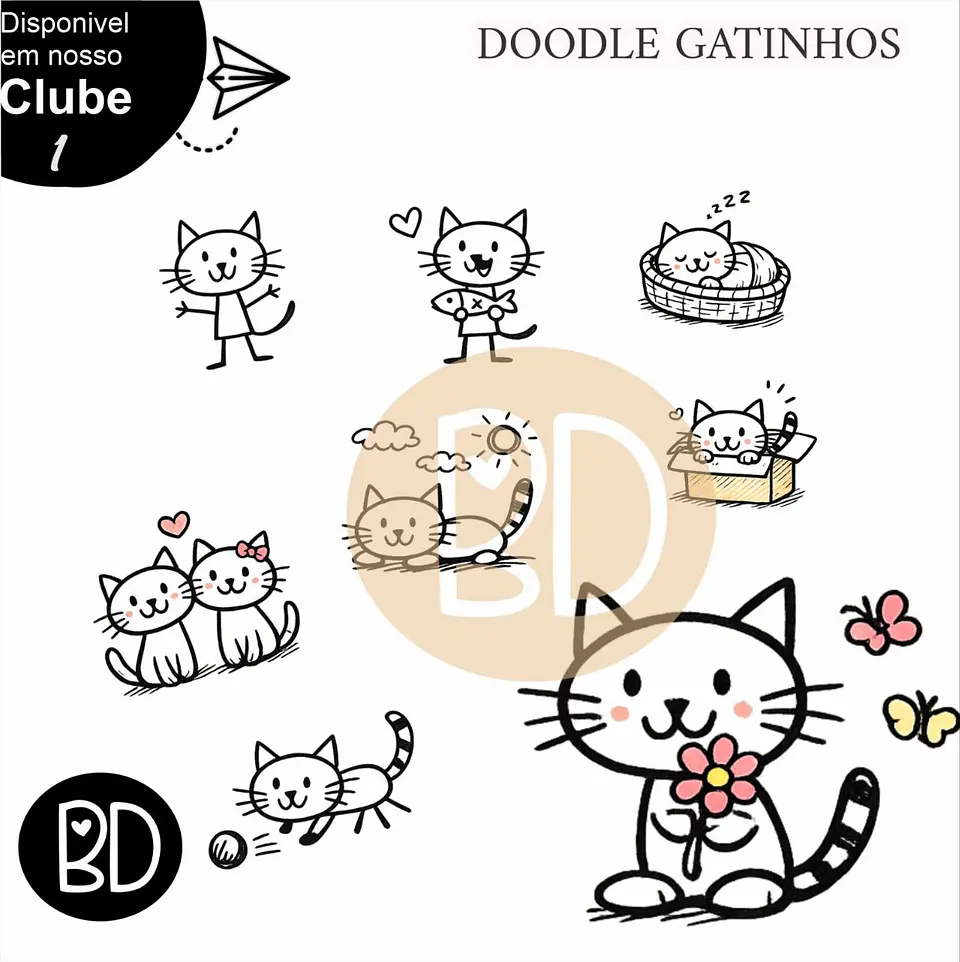 Kit Digital Doodle Gatinhos 30 1