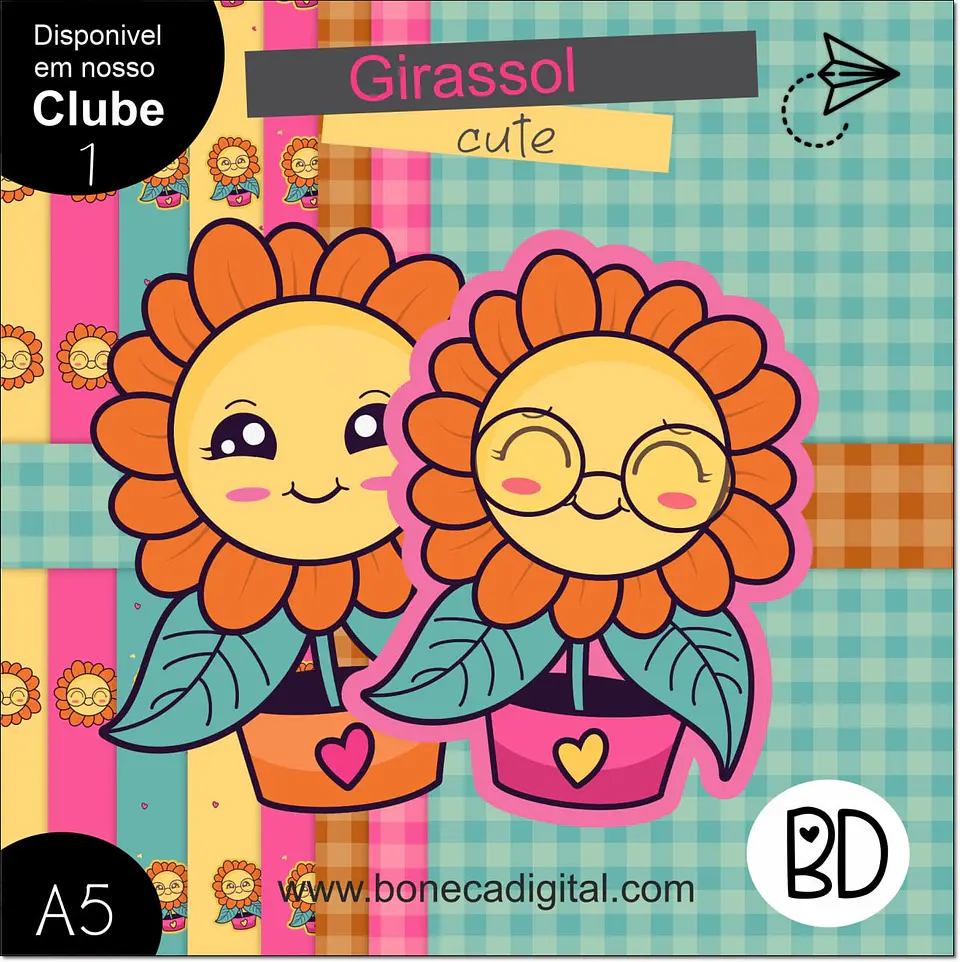 Kit Digital Girassol Cute 3 1