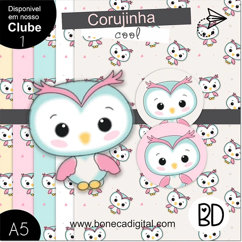 Kit Digital Corujinha Papeis 11