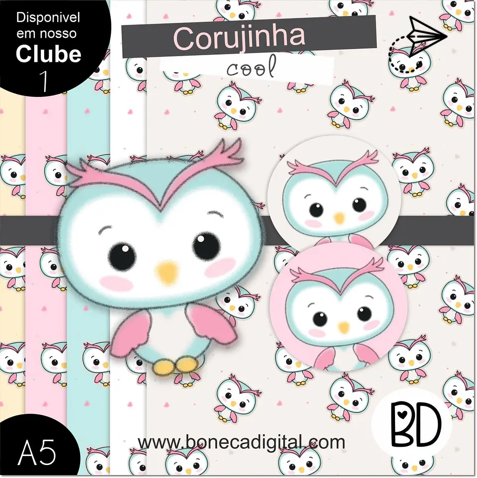 Kit Digital Corujinha Papeis 11 1