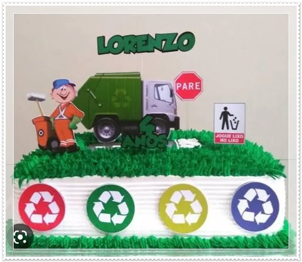 Arquivo de Corte Topo de Bolo Coleta - Caminhão de Lixo 1 1