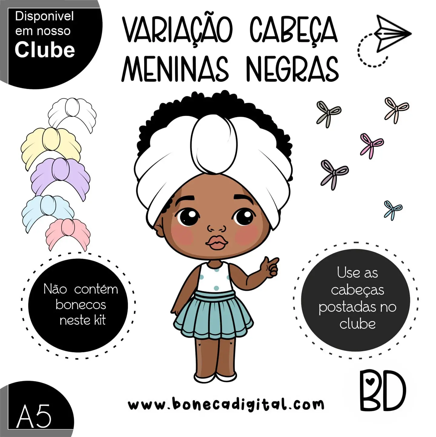 Kit Digital Variação Cabeças Meninas Negras 12 1
