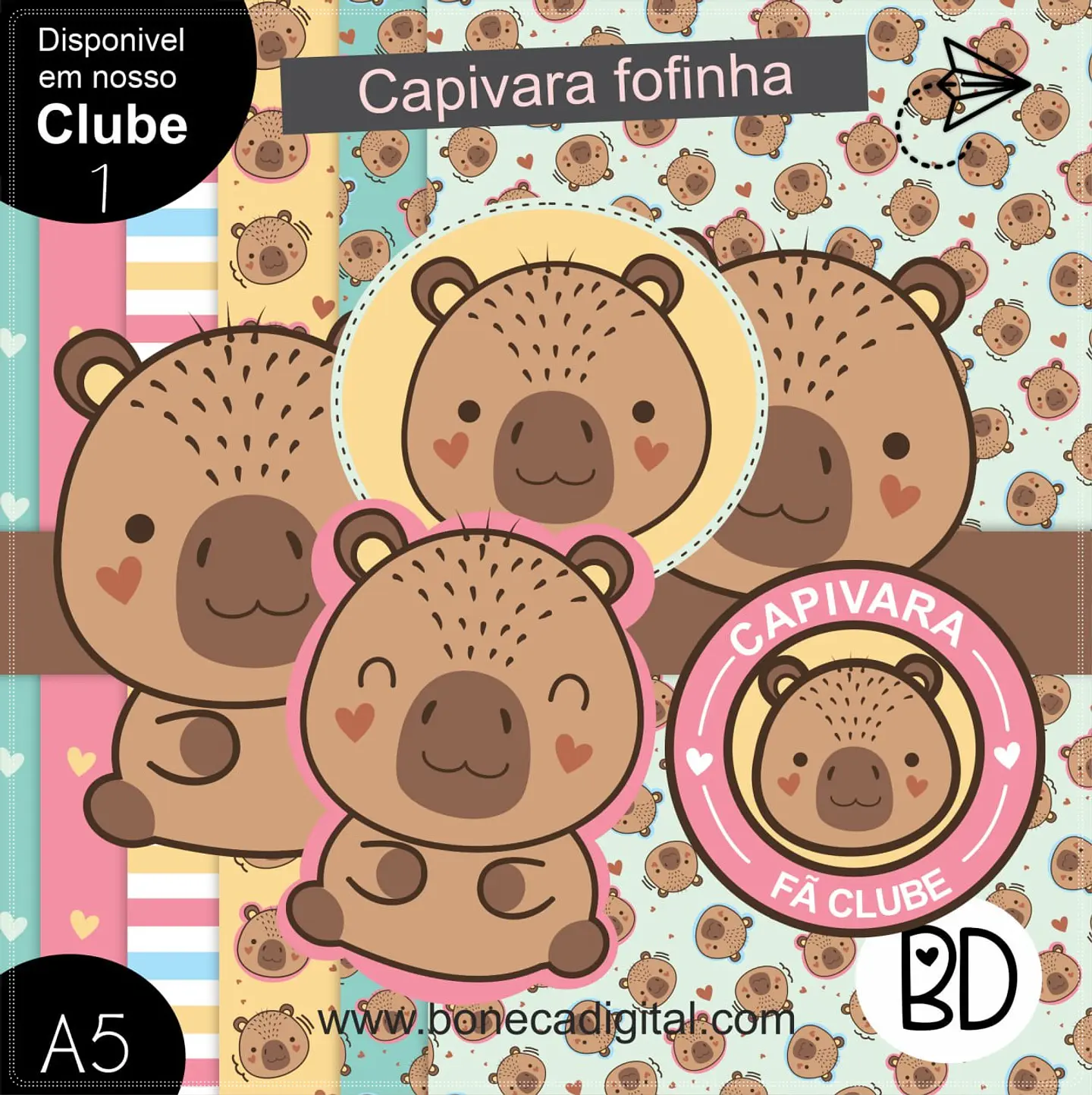 Kit Digital Capivara Fofinha 9 1
