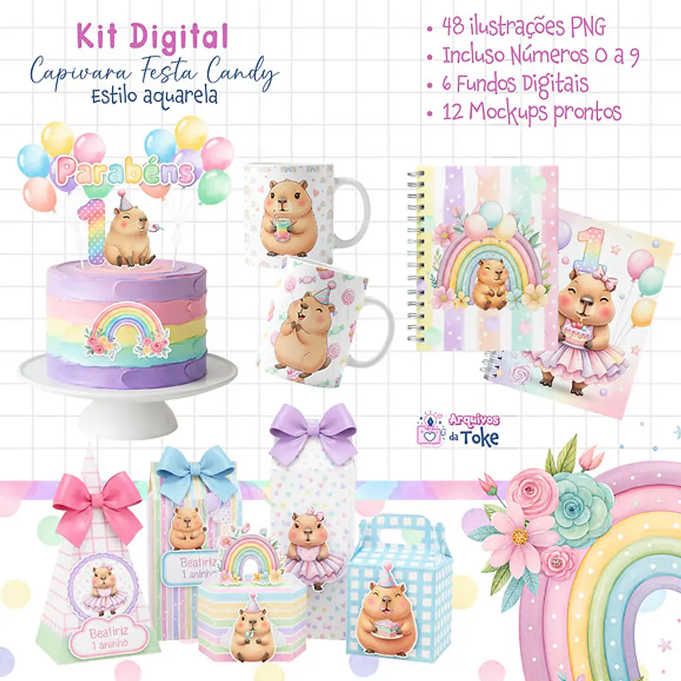 Kit Digital Capivara Festa Candy 1 1
