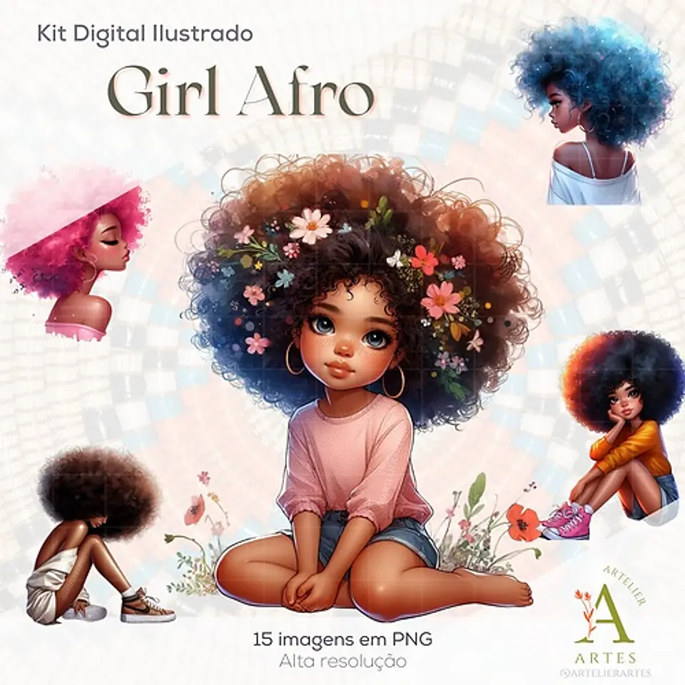 Kit Digital Menina Black Afro 2 1