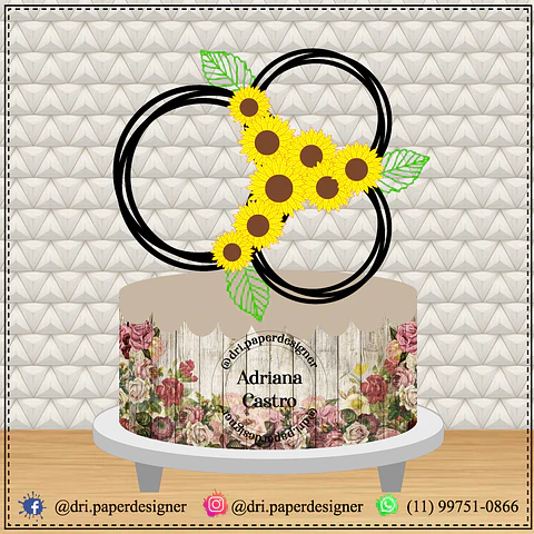 Arquivo de Corte Topo de Bolo Circulos e Geométricos Floral 60