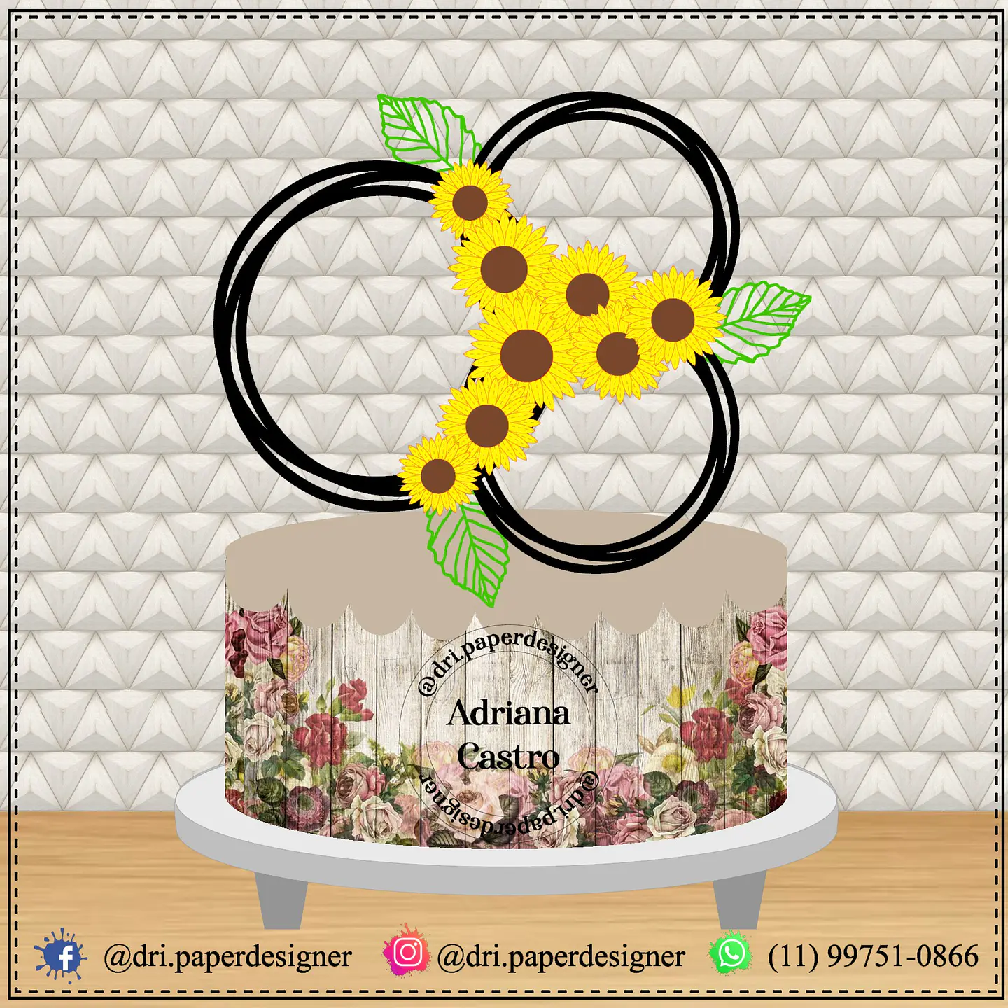 Arquivo de Corte Topo de Bolo Circulos e Geométricos Floral 60 1