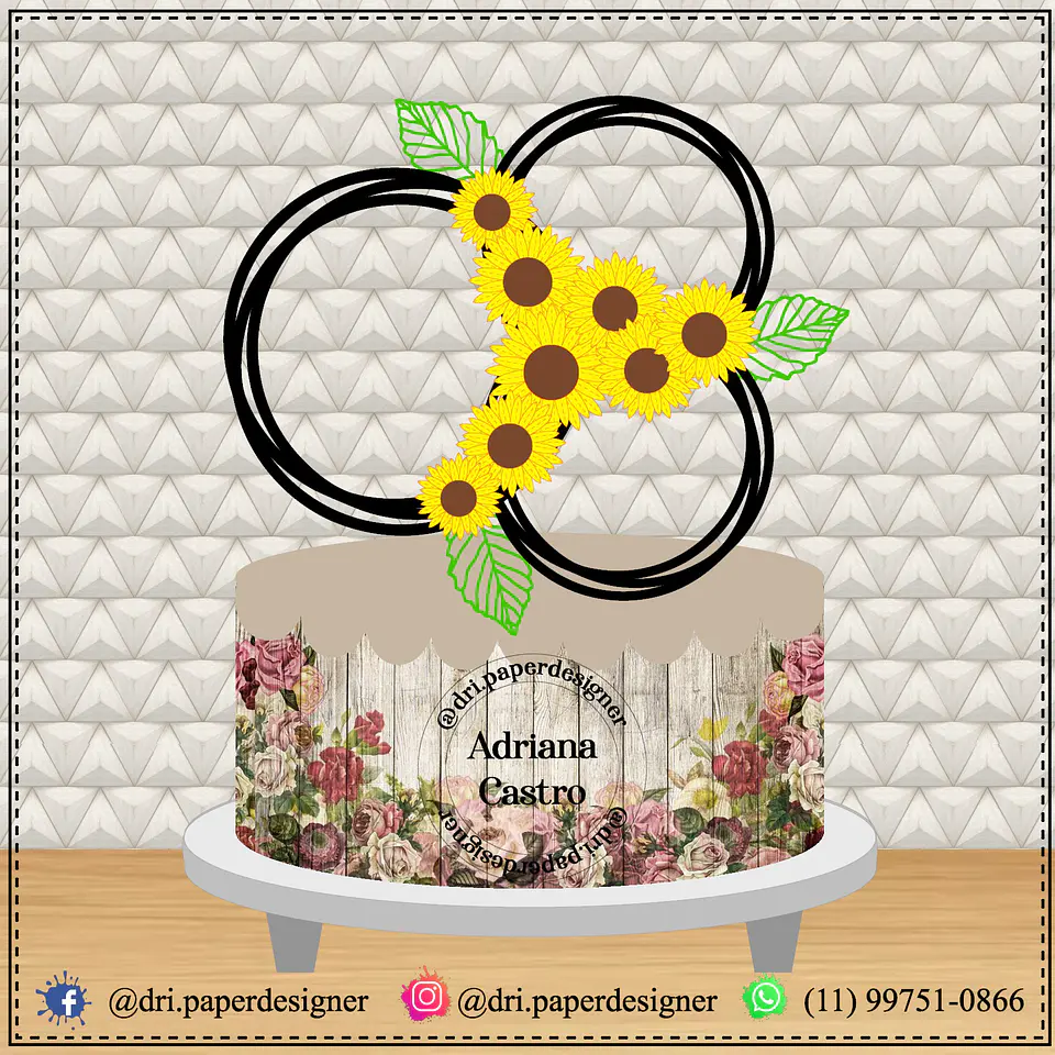 Arquivo de Corte Topo de Bolo Circulos e Geométricos Floral 60 1