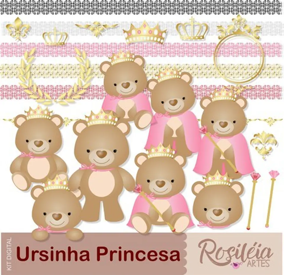 Kit Digital Ursinha Princesa 98 1