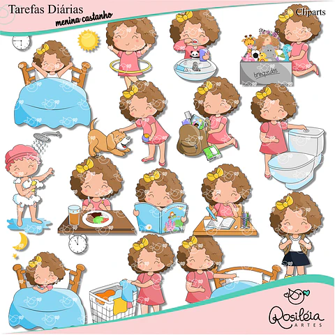 Kit Digital Tarefas Diárias Castanho 88