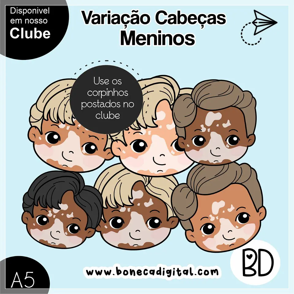 Kit Digital Variação Cabeças Vitiligo Meninos 15 1