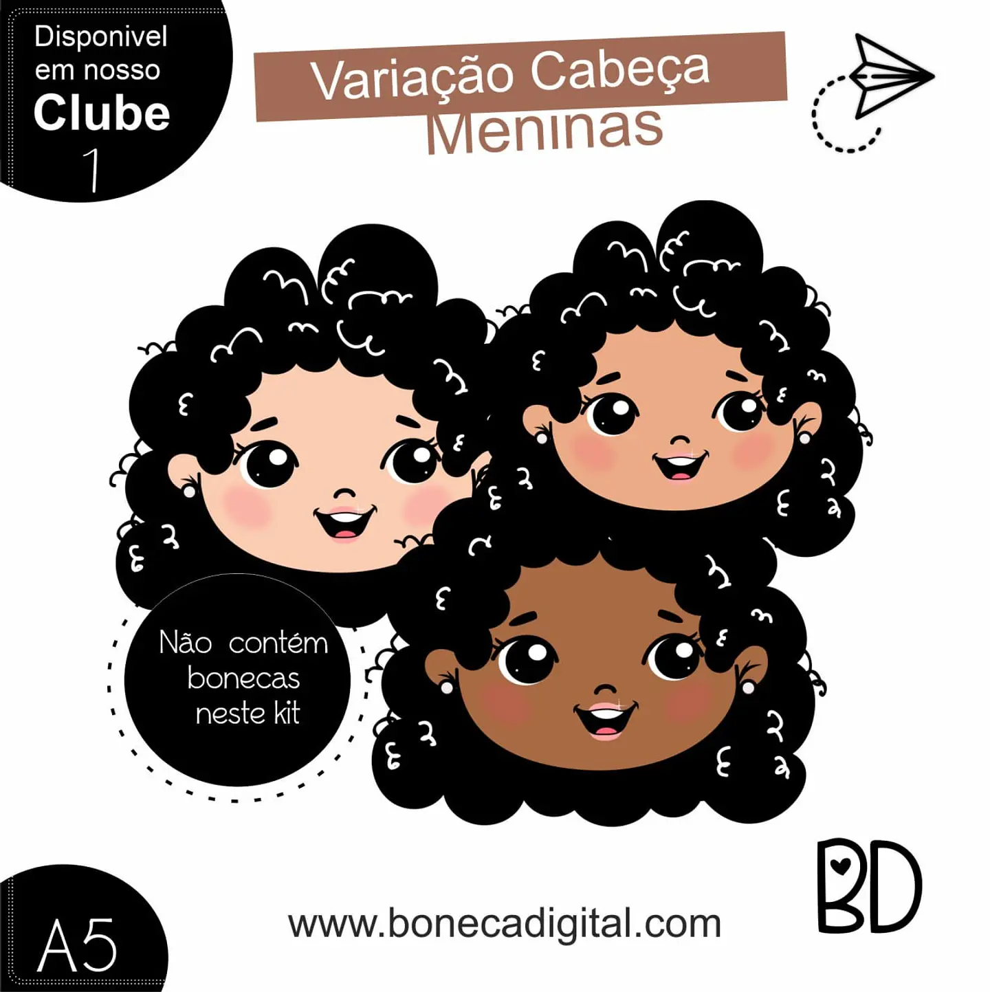 Kit Digital Cabeça Meninas Cabelo Crespo 3 1