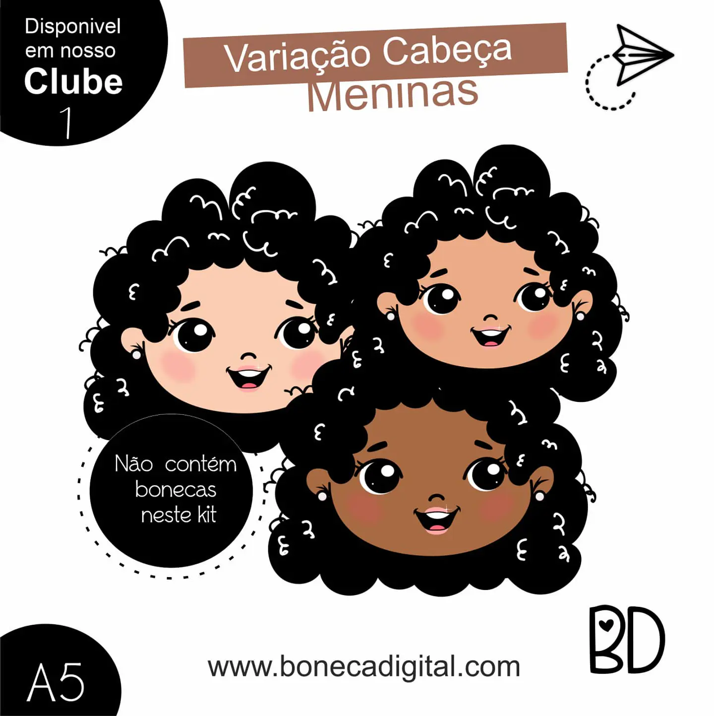 Kit Digital 16 Variação Cabeça Meninas Cabelo Crespo Correção 2 1
