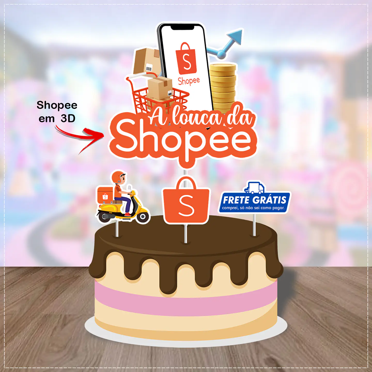 Arquivo de Corte Topo de Bolo Compras 9 1