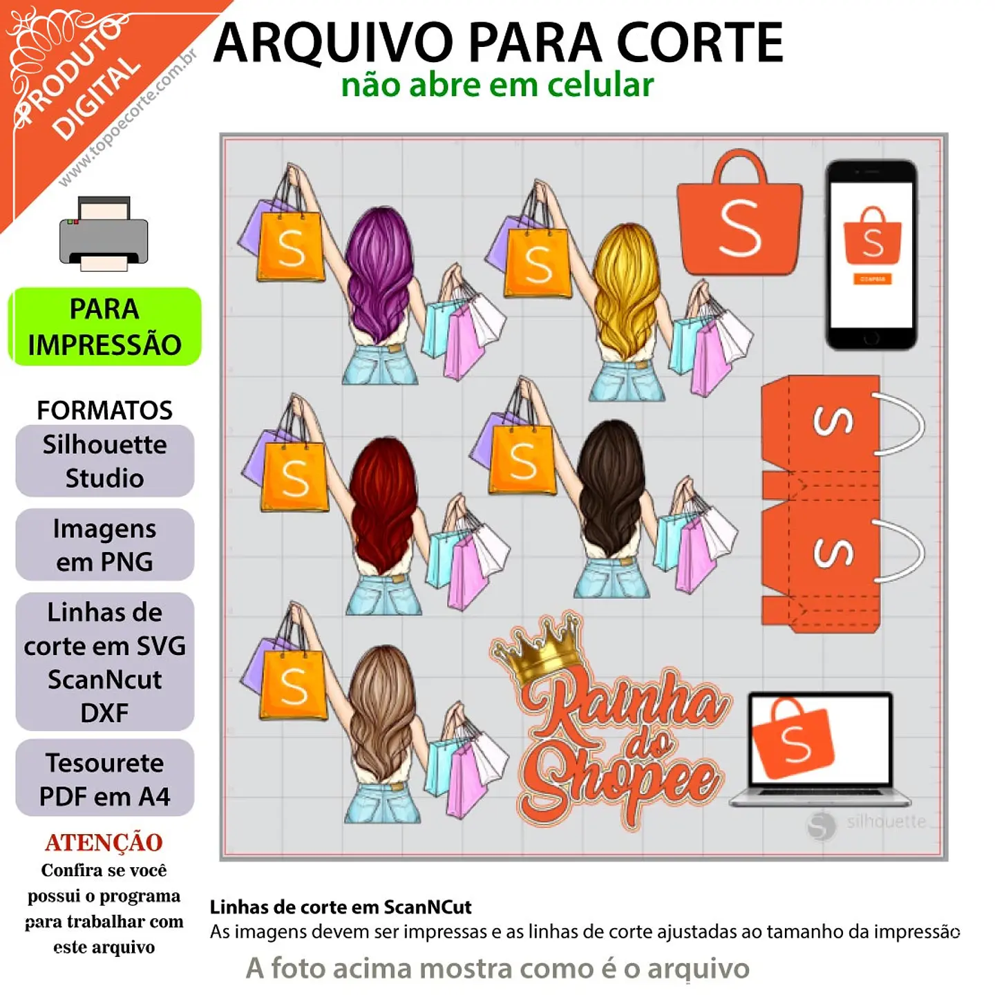 Arquivo de Corte Topo de Bolo Compras 4 1