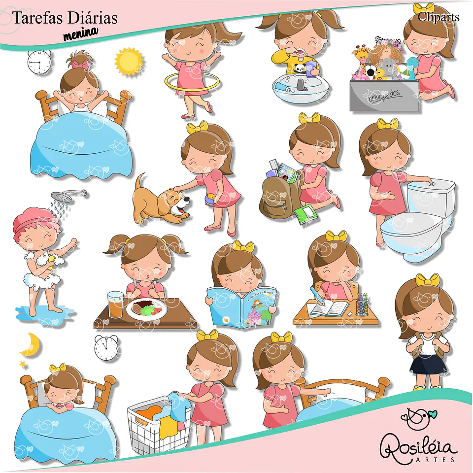 Kit Digital Tarefas Diárias Menina Cp 89 1