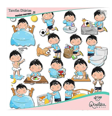 Kit Digital Tarefas Diarias Menino Moreno 84