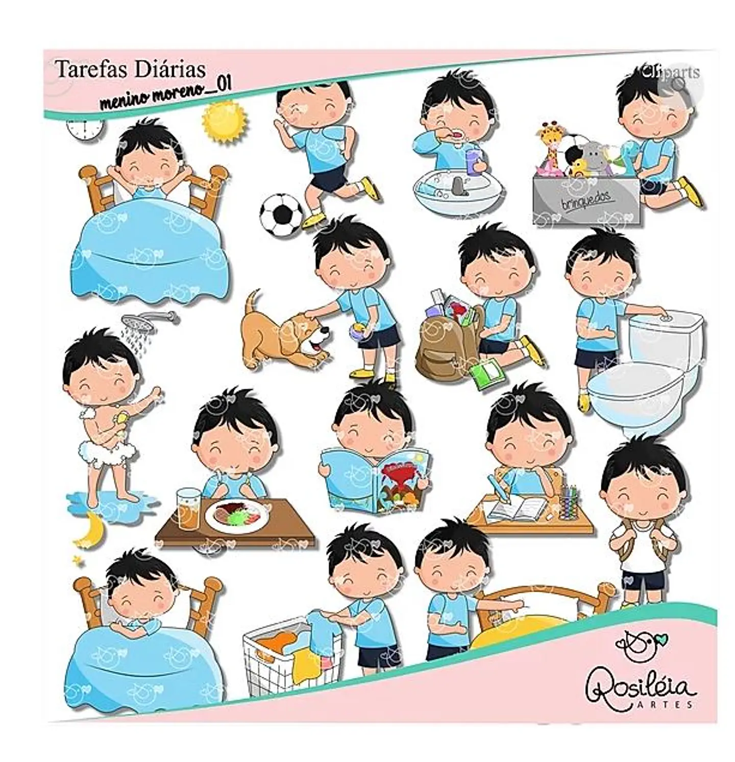 Kit Digital Tarefas Diarias Menino Moreno 84 1