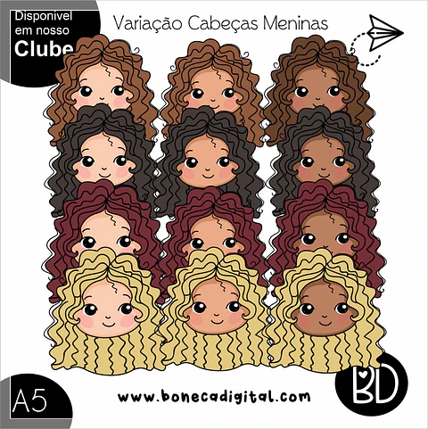 Kit Digital Variaçãop Cabeças Meninas 24