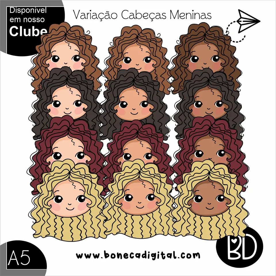 Kit Digital Variaçãop Cabeças Meninas 24 1