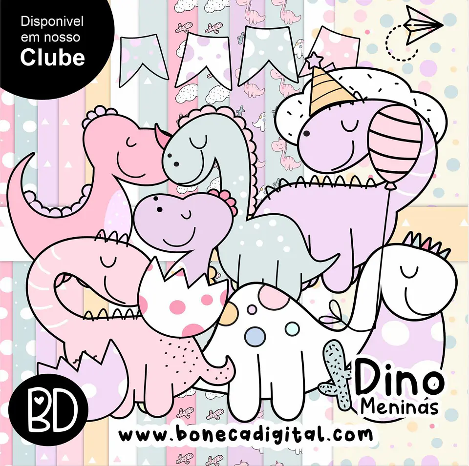 Kit Digital Dino Candy Menina 14 1